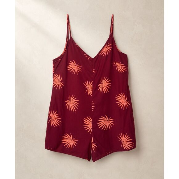 Obey Pants - Obey Floral Print Rayon Romper Womens Burgundy Coral Strappy Back Sleeveless M